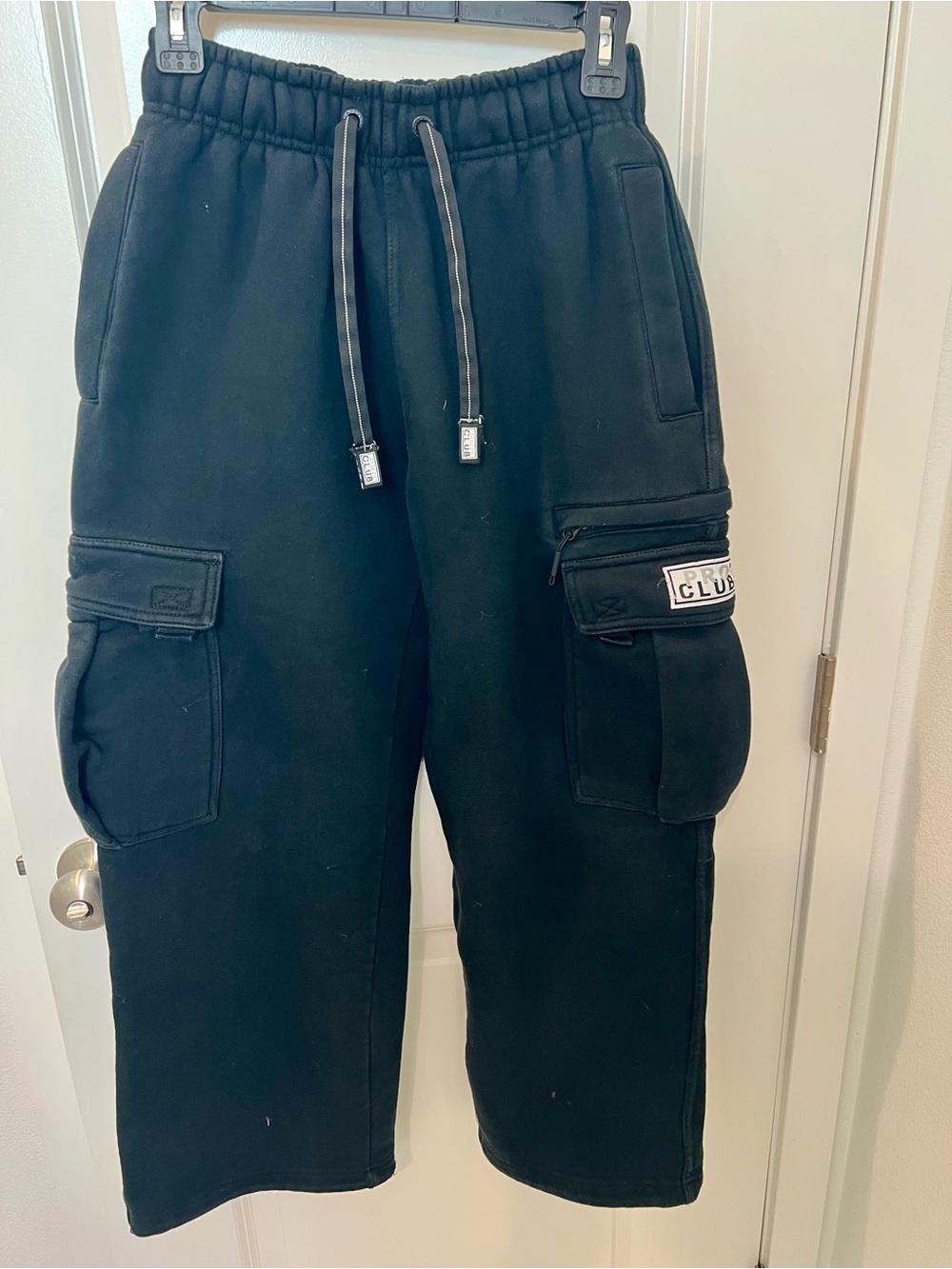 Pro Club Kids Black Cargo Sweatpants with Drawstring Waist